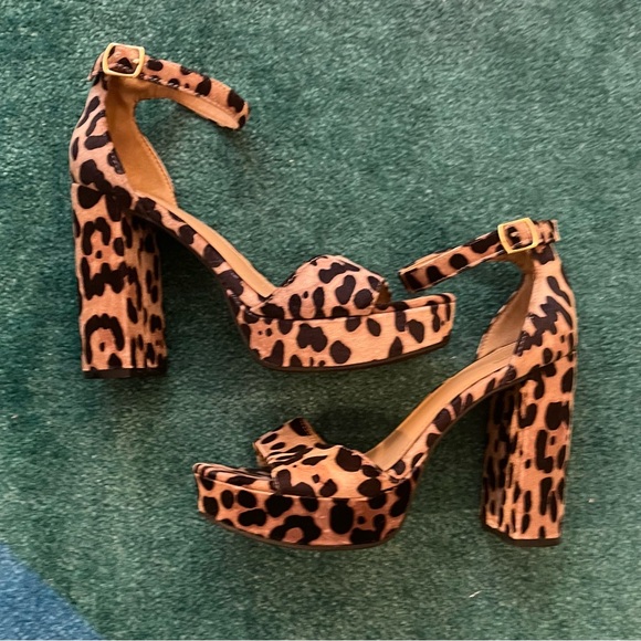 Leopard Animal Print Platform Heels Ankle Strap Size 8.5 Mossimo Supply Co - Picture 2 of 14